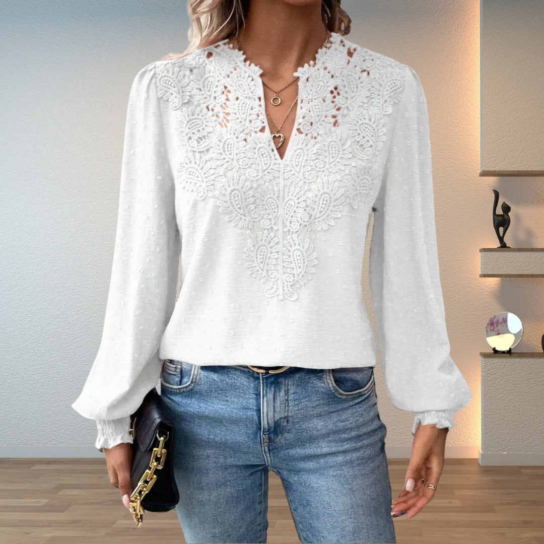 Lightweight & Stylish Blouse | Embroidered V-Neck - back