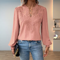 Lightweight & Stylish Blouse | Embroidered V-Neck - close-up