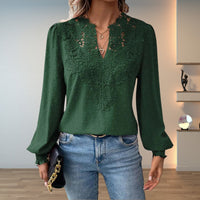 Lightweight & Stylish Blouse | Embroidered V-Neck - detail