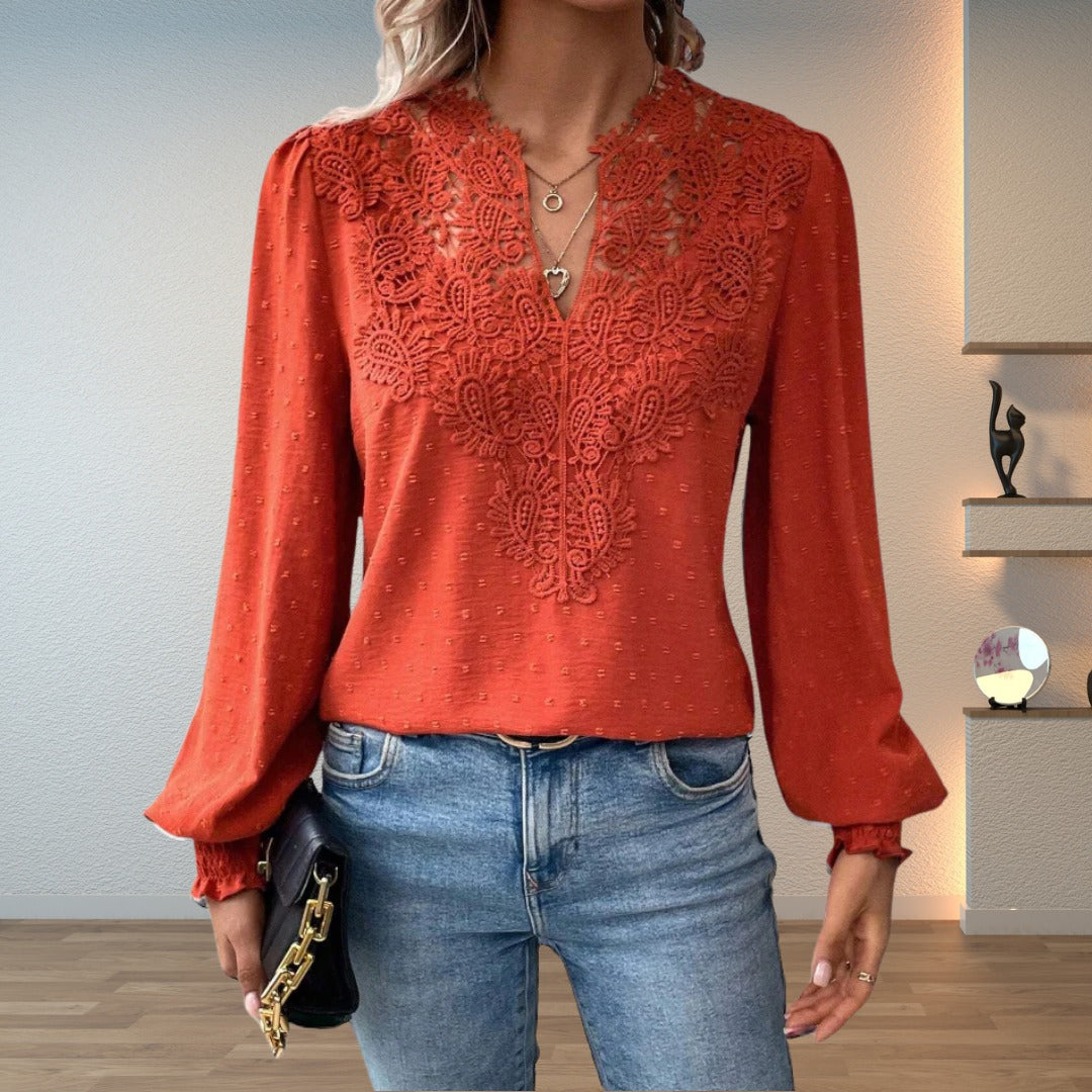 Lightweight & Stylish Blouse | Embroidered V-Neck - hero