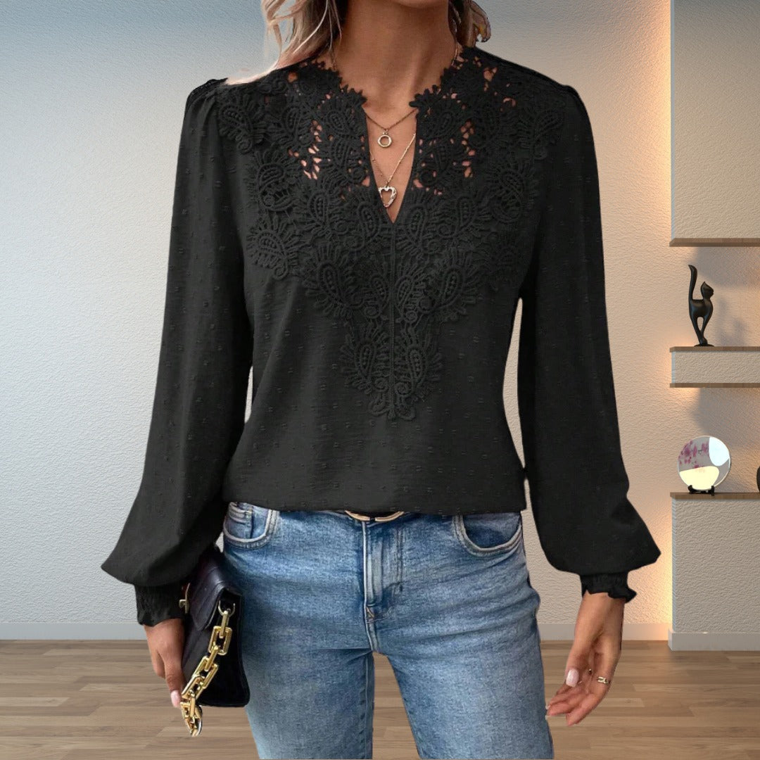 Lightweight & Stylish Blouse | Embroidered V-Neck - side