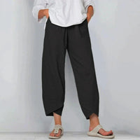 Linen Summer Trousers | Women's Cropped Loose Fit - front