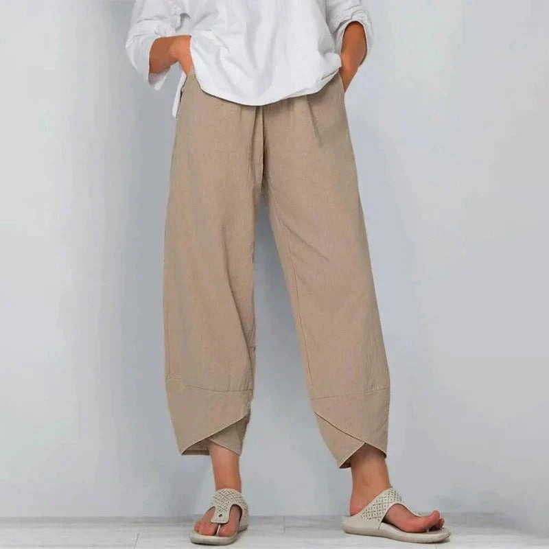 Linen Summer Trousers | Women's Cropped Loose Fit - hero
