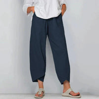 Linen Summer Trousers | Women's Cropped Loose Fit - side