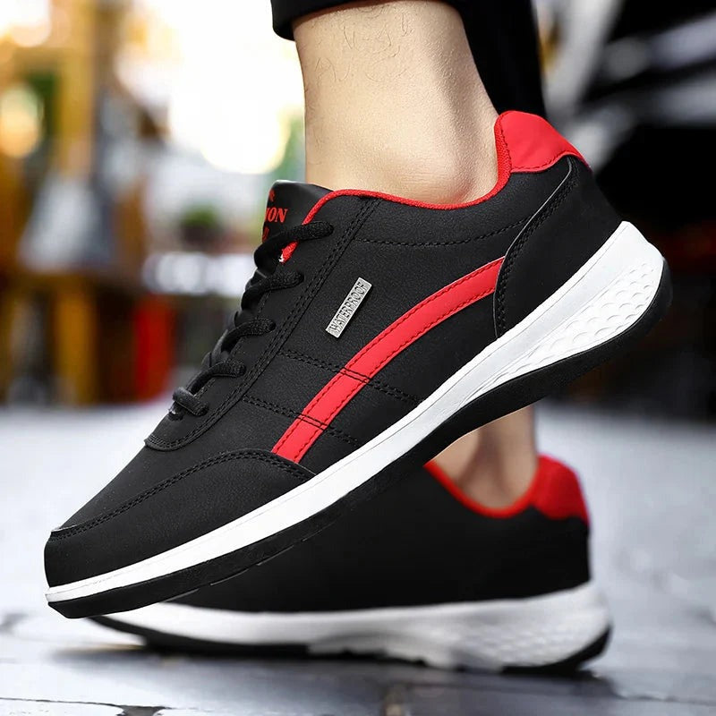Low Top Lace Up Leather Sneakers - view
