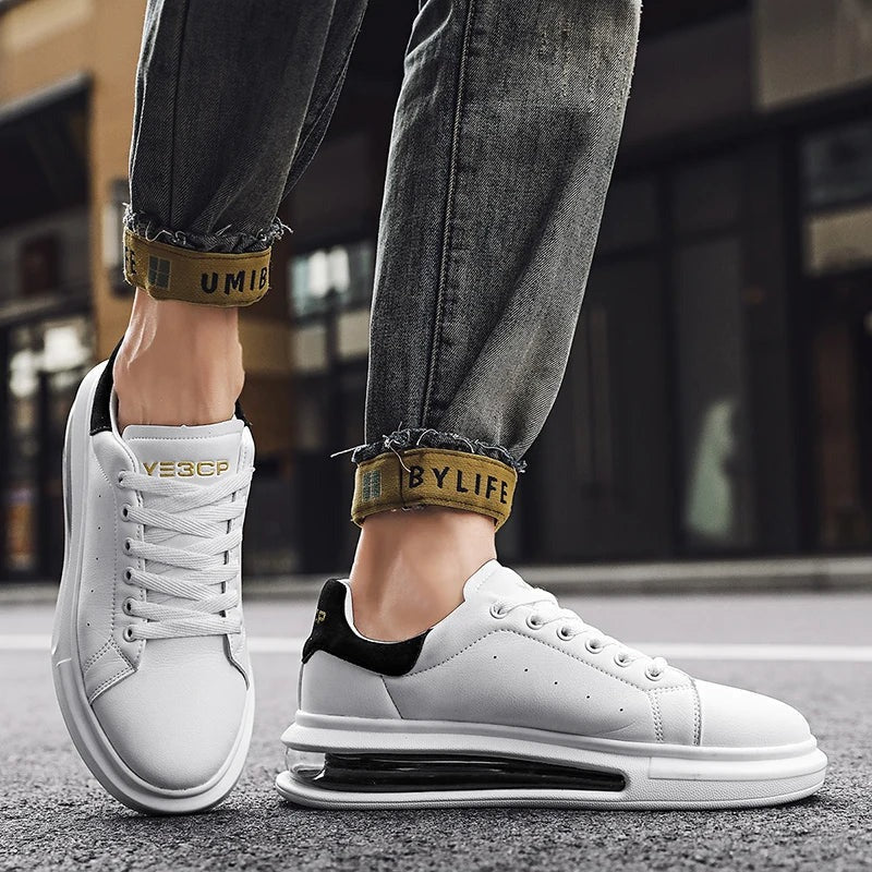Low-Top Leather Lace-Up Sneakers - close-up