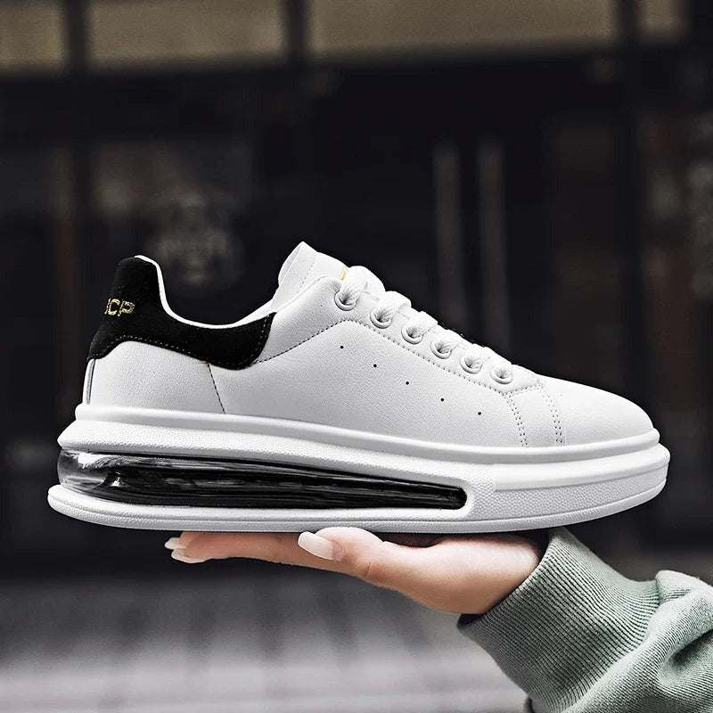 Low-Top Leather Lace-Up Sneakers - view
