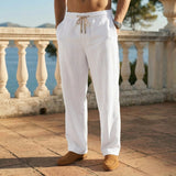 Men's Airy Linen Trousers with Rope Drawstring