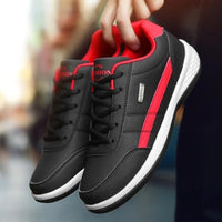 Men's Balance Leather Sneakers | Orthopedic Stripe Detail Fit Close Up