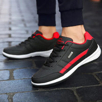 Men's Balance Leather Sneakers | Orthopedic Stripe Detail Fit Front