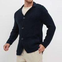 Men's Blazer Style Knitwear Cardigan | Slim Fit Button Front Back