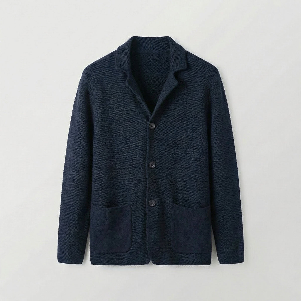 Men's Blazer Style Knitwear Cardigan | Slim Fit Button Front Front