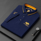 Men's Breathable Polo Shirt with Gold Contrast Collar