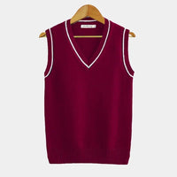 Men's Cable Knit Sweater Vest | V Neck with Ribbed Trim Back