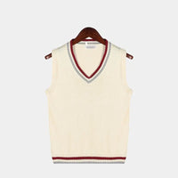 Men's Cable Knit Sweater Vest | V Neck with Ribbed Trim Detail