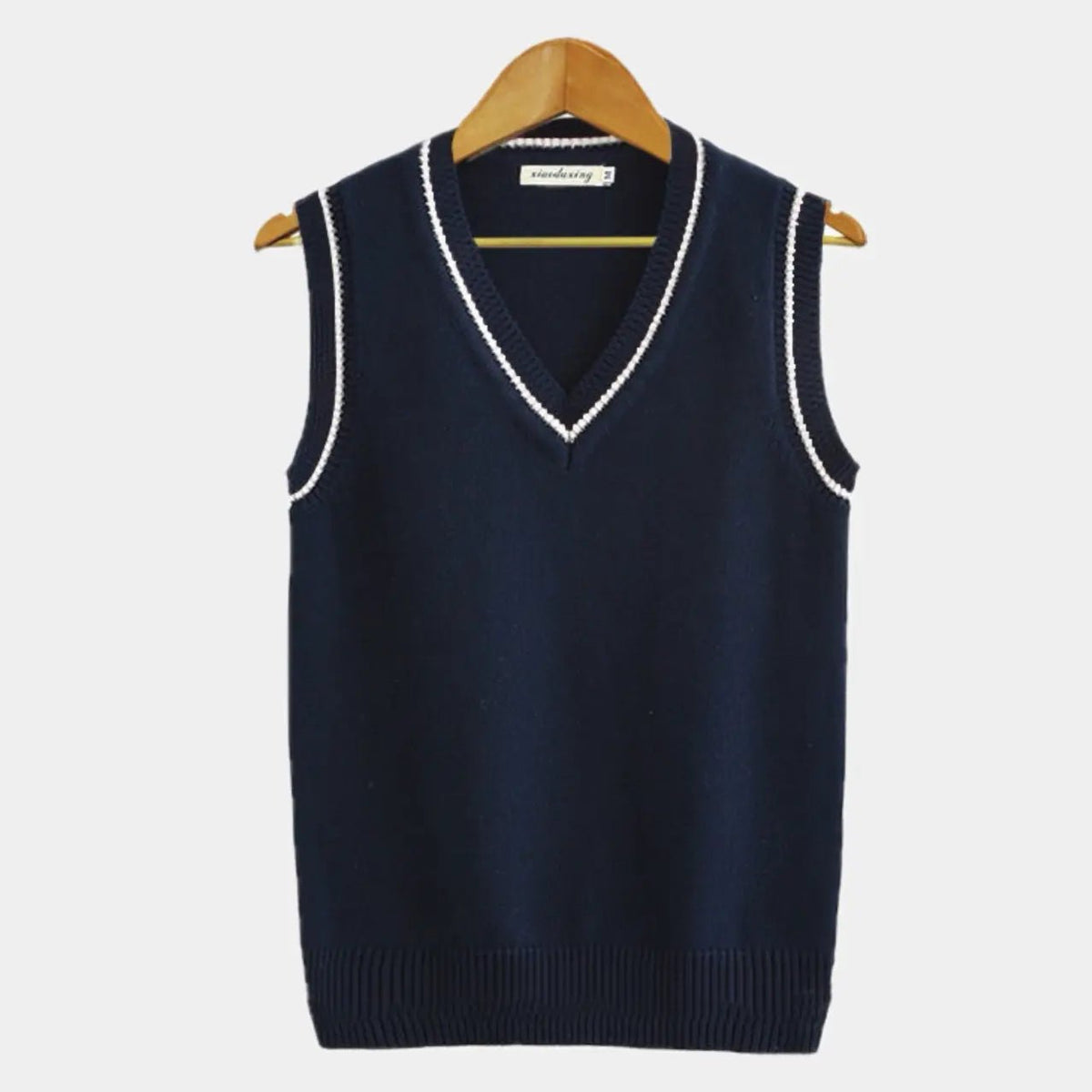 Men's Cable Knit Sweater Vest | V Neck with Ribbed Trim Side