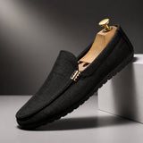 Men's Canvas Slip-On Loafers | Gold Bar Trim Detail