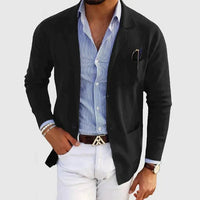 Men's Casual Knit Blazer with Patch Pockets Close Up