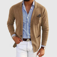 Men's Casual Knit Blazer with Patch Pockets Detail