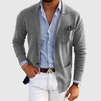 Men's Casual Knit Blazer with Patch Pockets Front