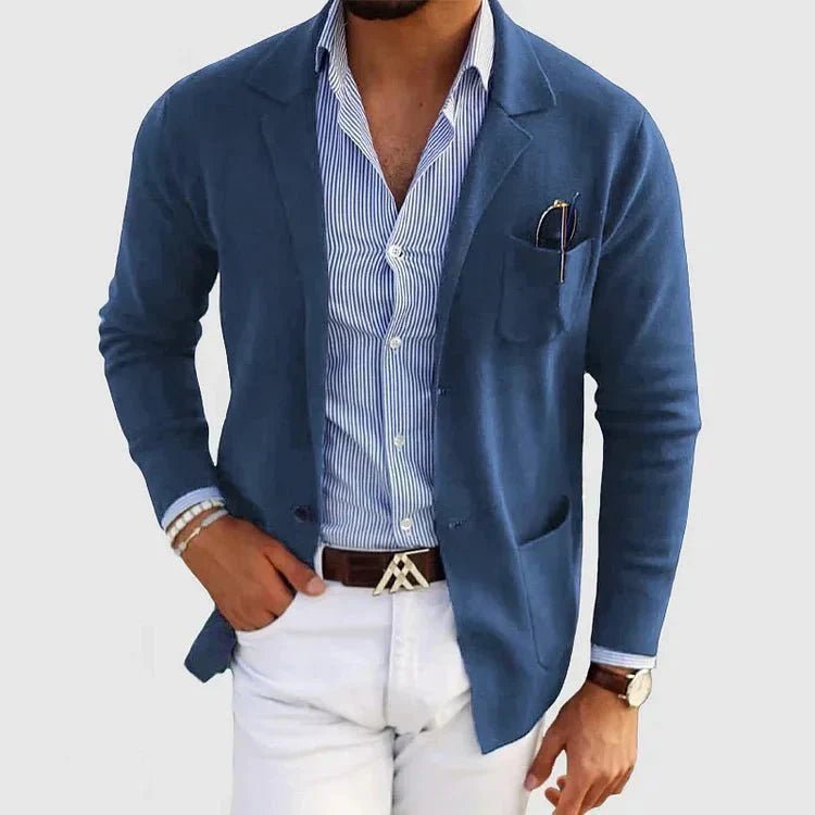 Men's Casual Knit Blazer with Patch Pockets Hero