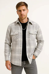 Men's Checkered Long Sleeve Shirt | Relaxed Fit with Dual Chest Pockets