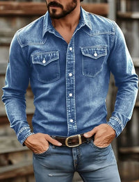 Men's Classic Button-Up Long Sleeve Shirt Detail