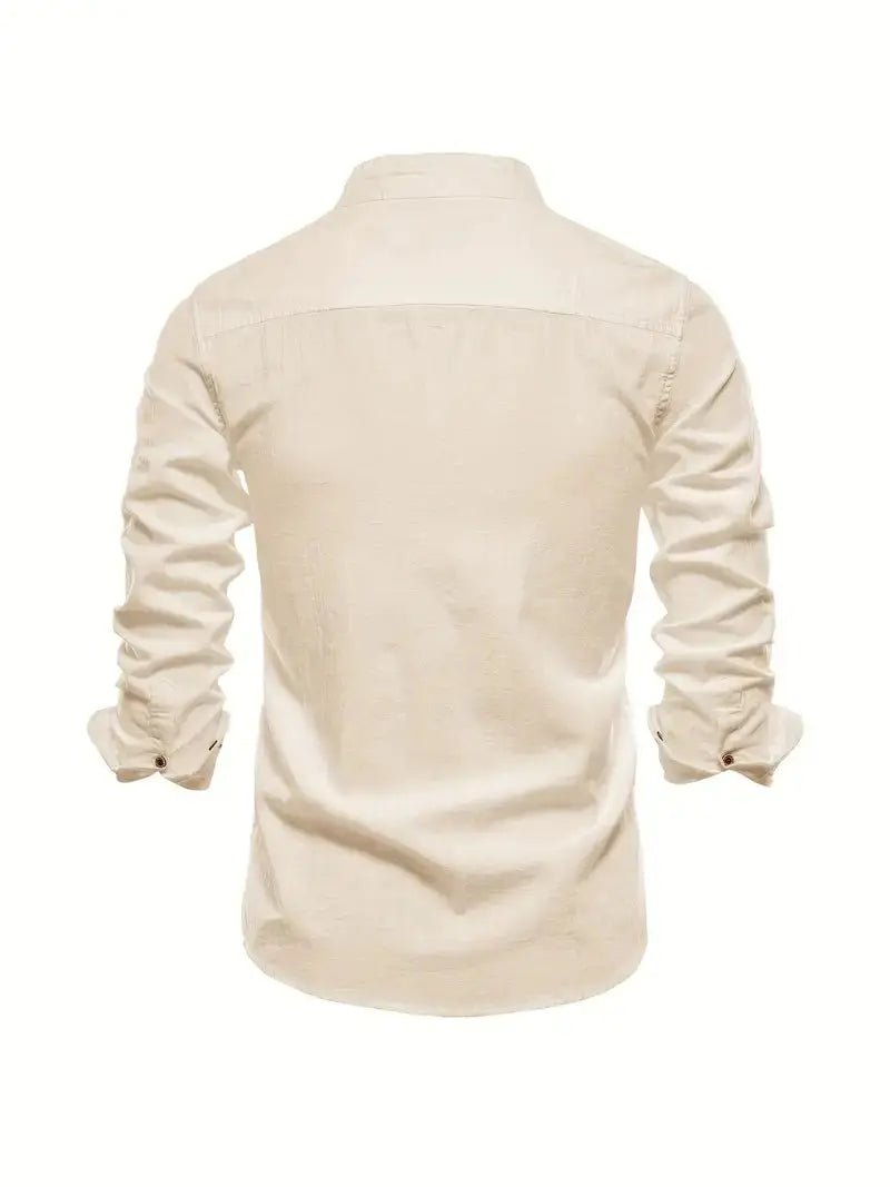Men's Classic Button-Up Shirt | Oxford Fit with Mandarin Collar Close Up