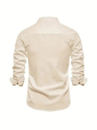 Men's Classic Button-Up Shirt | Oxford Fit with Mandarin Collar Close Up
