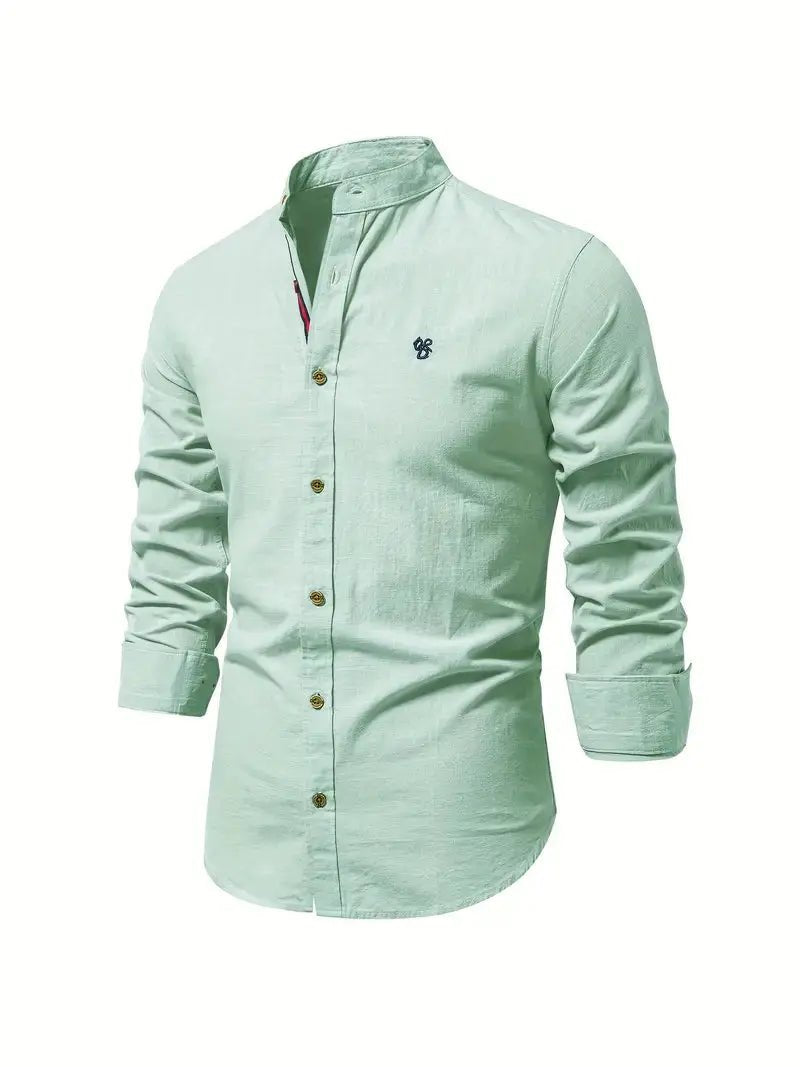 Men's Classic Button-Up Shirt | Oxford Fit with Mandarin Collar Detail