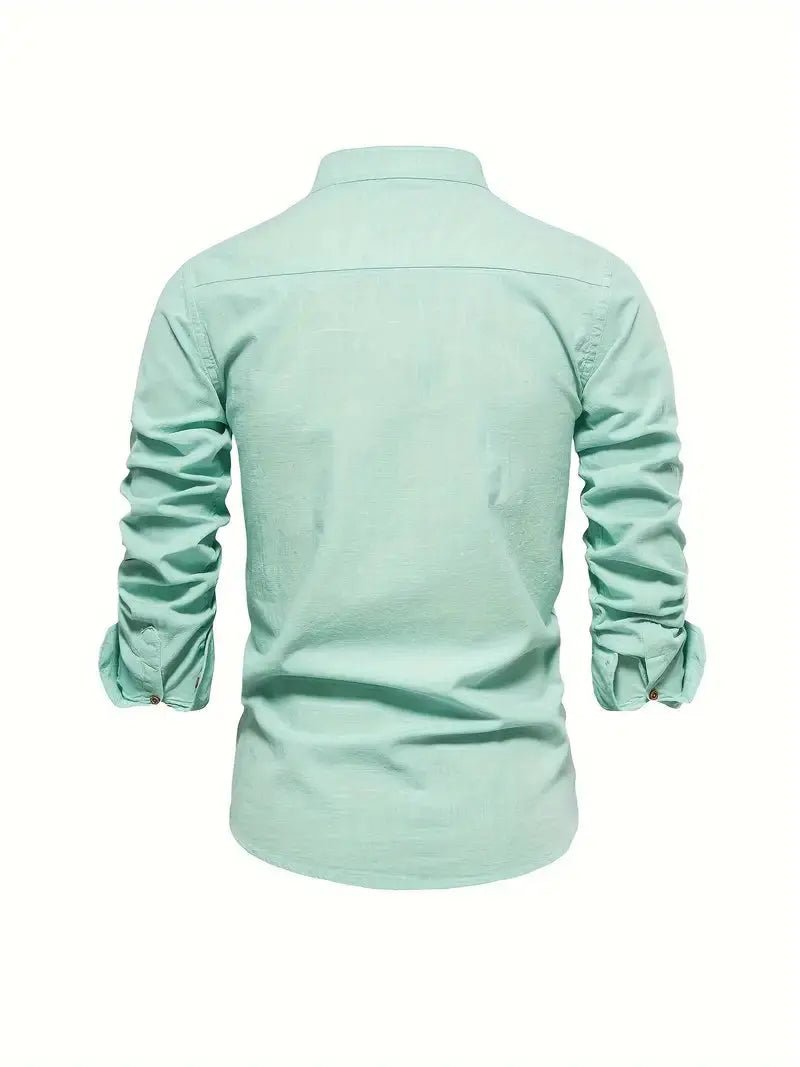 Men's Classic Button-Up Shirt | Oxford Fit with Mandarin Collar Side
