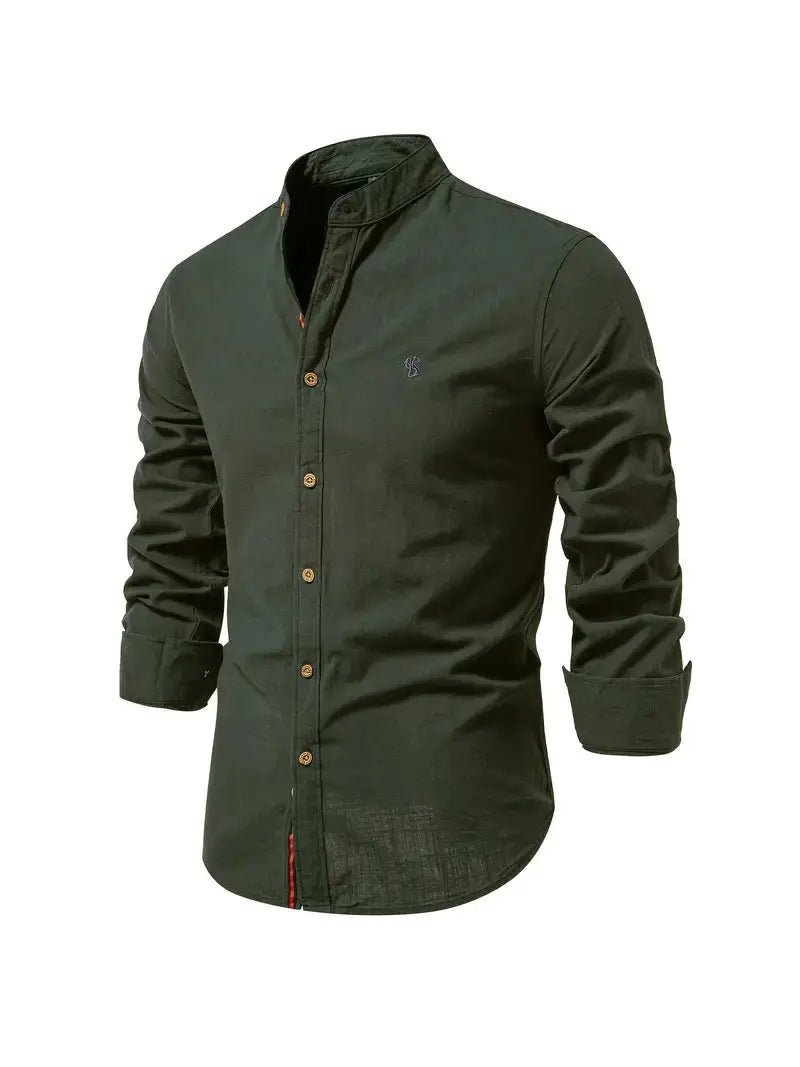 Men's Classic Button-Up Shirt | Oxford Fit with Mandarin Collar View 14