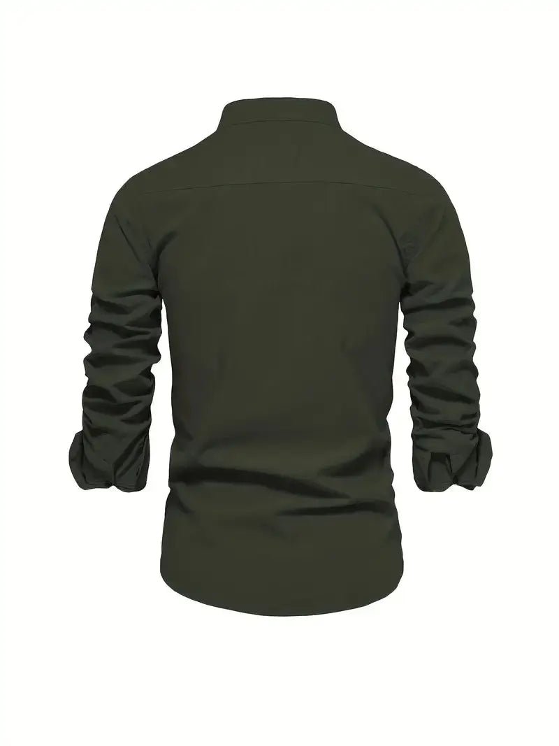 Men's Classic Button-Up Shirt | Oxford Fit with Mandarin Collar View 15