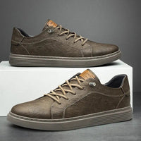 Men's Classic Comfort Faux Leather Sneakers | Oxford Fit with Layered Sole Side