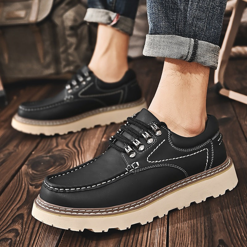 Men's Classic Leather Lace-Up Shoes - close-up