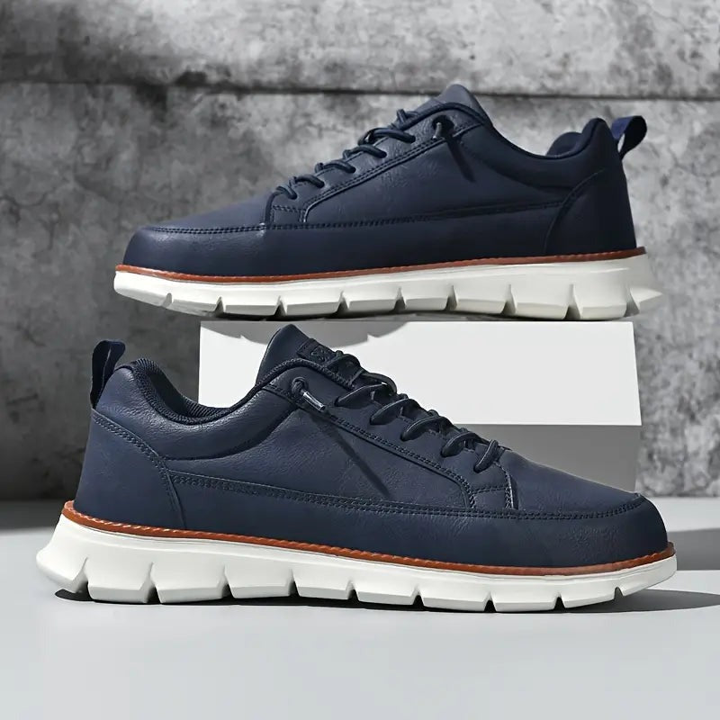 Men's Classic Leather Lace-Up Sneakers - look
