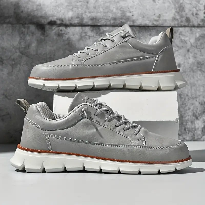 Men's Classic Leather Lace-Up Sneakers - look