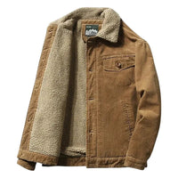 Men's Corduroy Trucker Jacket | Sherpa Lined with Button Front Front