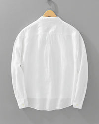 Men's Cotton Linen Popover Shirt | Relaxed Fit Half Placket Detail