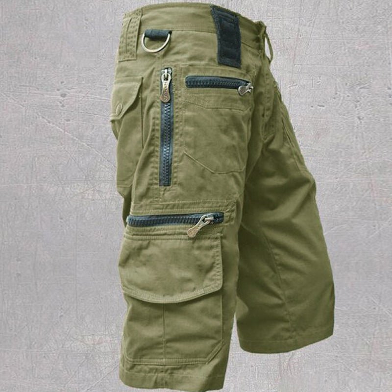 Men's Cotton Multi Pocket Cargo Shorts with Zip Pockets Back