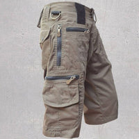 Men's Cotton Multi Pocket Cargo Shorts with Zip Pockets Detail