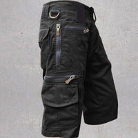 Men's Cotton Multi Pocket Cargo Shorts with Zip Pockets Side