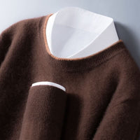 Men's Crewneck Sweater | Contrast Trim Relaxed Fit Detail