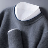Men's Crewneck Sweater | Contrast Trim Relaxed Fit