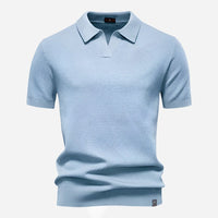Men's Diamond Knit Short Sleeve Polo Shirt Close Up