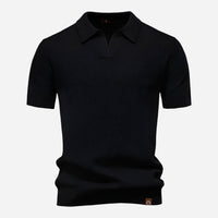 Men's Diamond Knit Short Sleeve Polo Shirt Detail