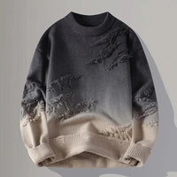 Men's Distressed Sweater | Fringe Texture Streetwear Pullover Detail