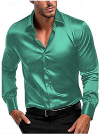 Men's Elegant Timeless Silk Shirt | Satin Sheen Smart Casual Close Up