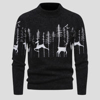 Men's Festive Deer Christmas Sweater | Crew Neck Holiday Knit Front