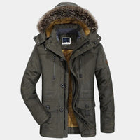 Men's Fur Hooded Winter Parka | Relaxed Fit Layering Coat Detail